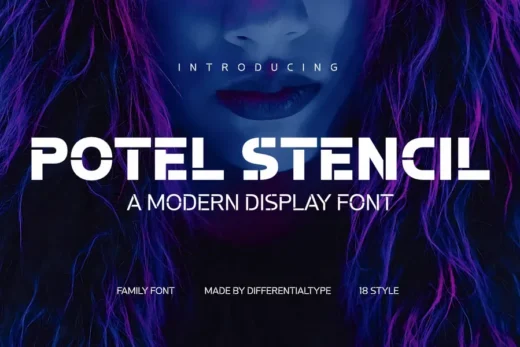 Potel stencil  free font download | freefont Pro
