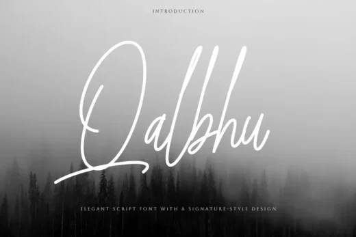 Qalbhu  signature script typeface  free font download | freefont Pro