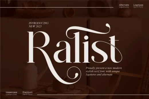 Ralist   modern stylish serif font  free font download | freefont Pro