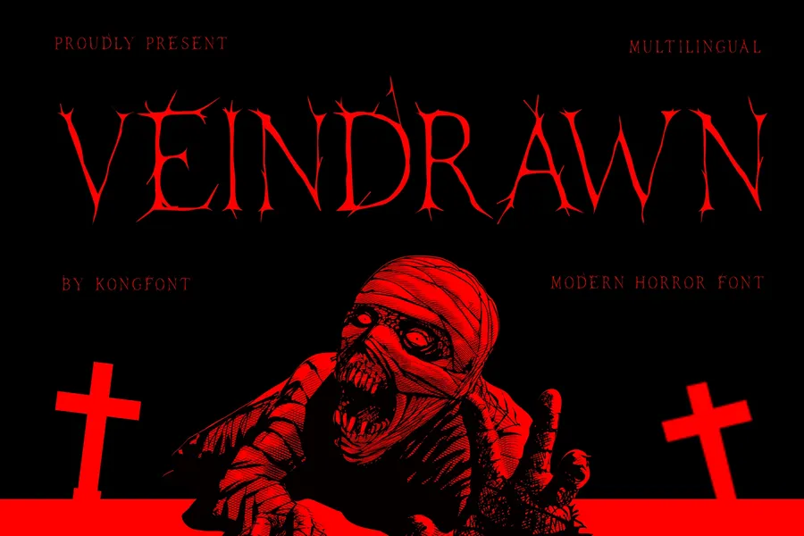 Veindrawn  modern horror font  free font download | freefont Pro