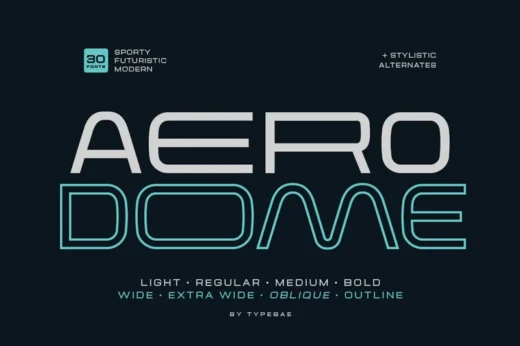 Aerodome – Modern Futuristic & Sporty Font Family