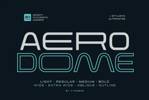 Aerodome  modern futuristic  sporty font family  free font download | freefont Pro