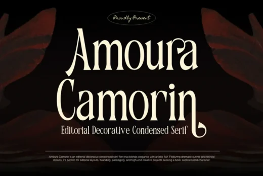 Amoura camorin decorative condensed serif  free font download | freefont Pro