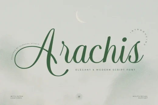 Arachis  elegant  modern script font  free font download | freefont Pro