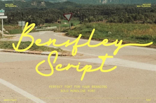 Bensfley Script – Bold Monoline Signature Font