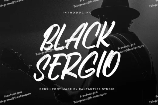 Black sergio brush font  free font download | freefont Pro