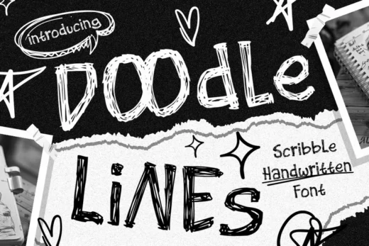 Doodle lines scribble handwritten font  free font download | freefont Pro