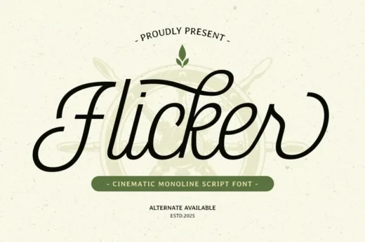 Flicker - Cinematic Monoline Script Font