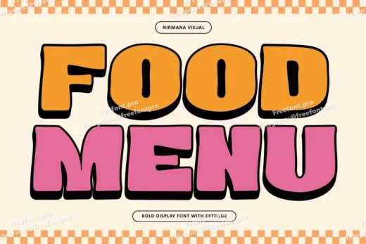 Food menu   bold extrude food font  free font download | freefont Pro