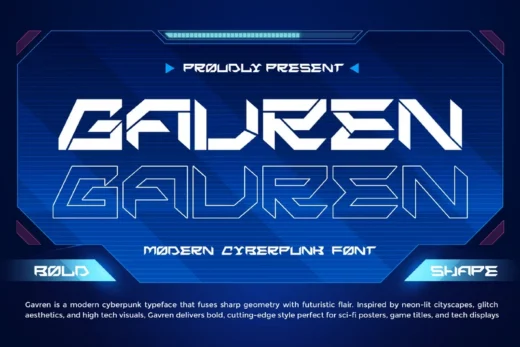 Futuristic gavren font  free font download | freefont Pro