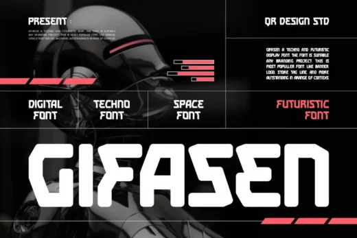 Gifasen   techno font  free font download | freefont Pro