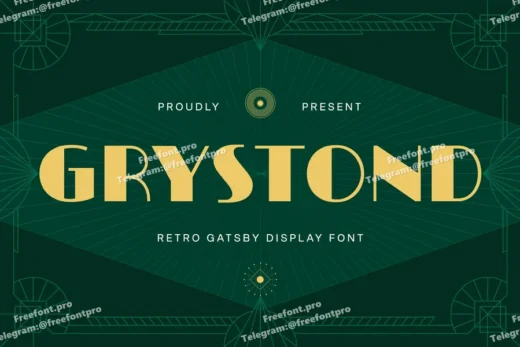 Grystond   retro gatsby display font  free font download | freefont Pro