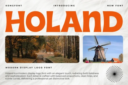 Holand   modern display logo font  free font download | freefont Pro