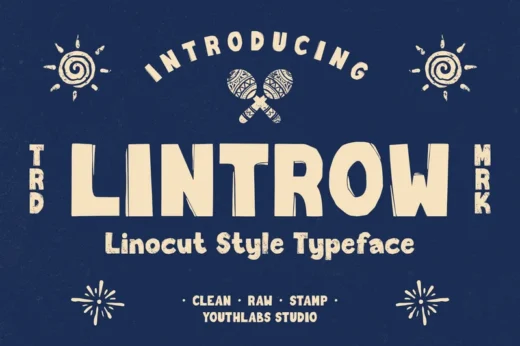 Lintrow - Linocut Style Typeface
