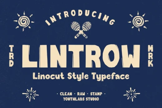 Lintrow   linocut style typeface  free font download | freefont Pro