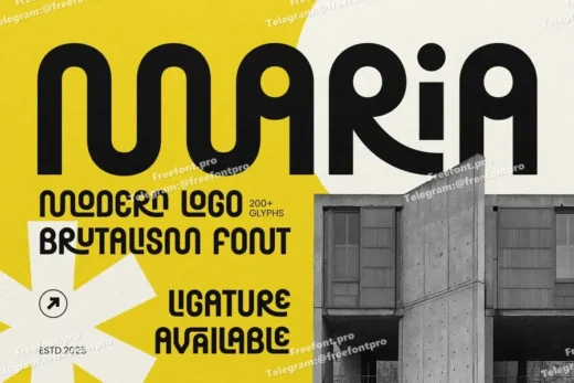 Maria  modern logo brutalism font  free font download | freefont Pro
