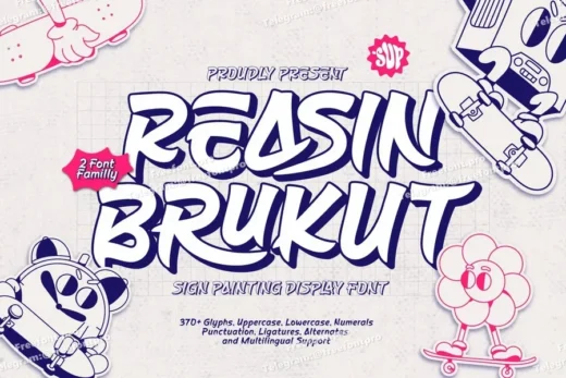 Reasin brukut   sign painting display font  free font download | freefont Pro