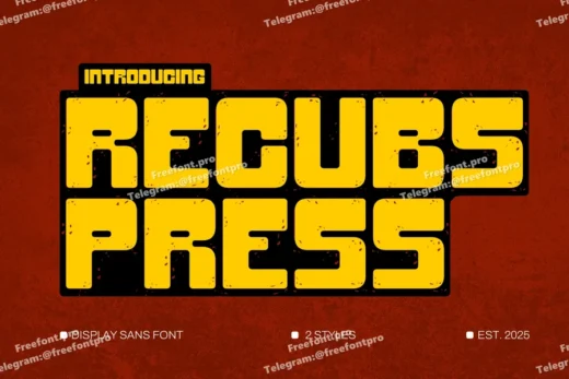 Recubs press   display letterpress font  free font download | freefont Pro