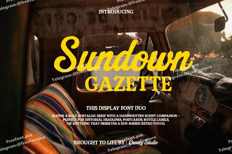 Sundowngazettenostalgicdisplayfontduo20250805182805utc free font download | freefont Pro Sundown gazette nostalgic display font duo free font download | freefont Pro