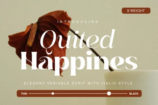 Quited happines   elegant variable serif font  free font download | freefont Pro