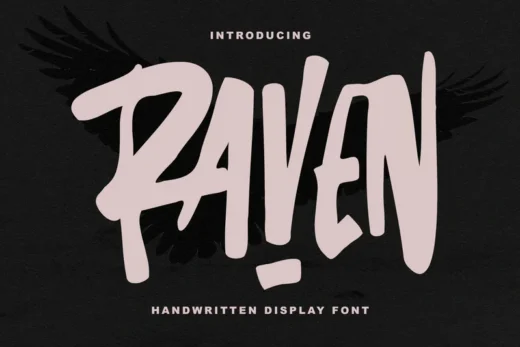 Raven handwritten display font  free font download | freefont Pro