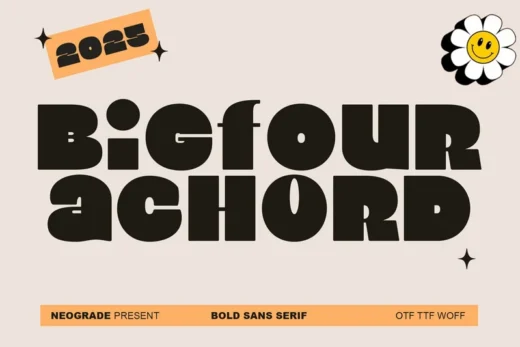 Bigfour achord  free font download | freefont Pro