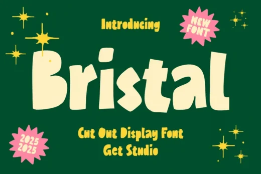 Bristal   cut out display font  free font download | freefont Pro