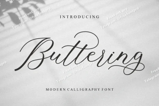 Buttering script  free font download | freefont Pro