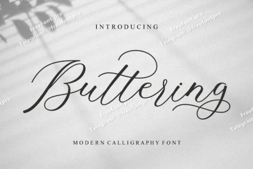 Buttering script  free font download | freefont Pro