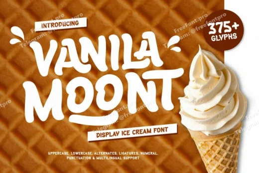 Vanila moont   ice cream display font  free font download | freefont Pro