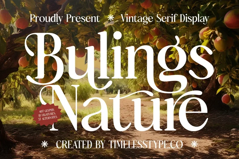 Bulings nature   vintage serif display  free font download | freefont Pro
